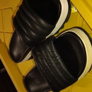 Pre-ownedBlack Leather Cougar Prato Platform Slide Sandal